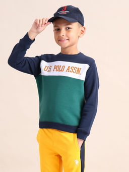 U.S. POLO ASSN. - Printed Green Full Sleeves Crew Neck Sweatshirt