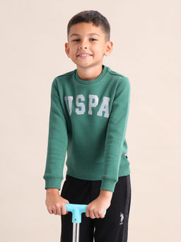 U.S. POLO ASSN. - Printed Green Full Sleeves Crew Neck Sweatshirt