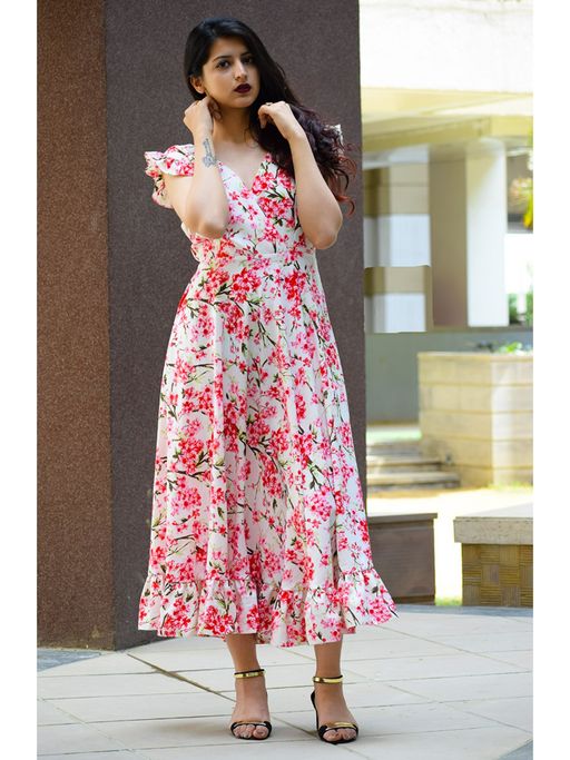 chinese dress ladies Ivory Multi Floral Halter Maxi Dress - All Dresses main image 0