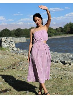 Chidiyaa - Lavender Block Printed Cotton Dress Zanskar