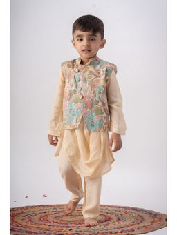Peekaaboo Kids - Ivory Boys Nawaab Silk Kurta With Jacket And Pant