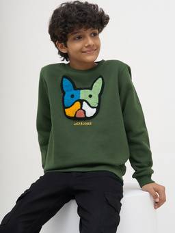 Jack & Jones Junior - Embroidery Sphagnum Green Boys Sweatshirt