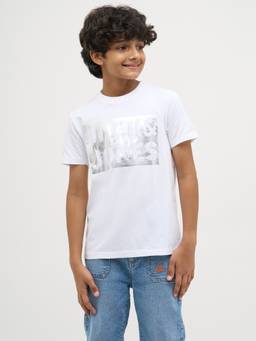 Jack & Jones Junior - Typography Bright White Boys T-Shirt