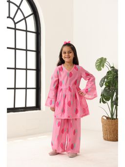 Spunkies - Pink Girls Printed Bell Sleeve Co-Ord Set