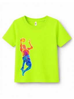 KAVEE - Green Pure Cotton Ball Player Printed T-Shirt