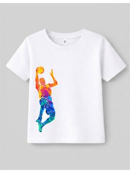 KAVEE - White Pure Cotton Ball Player Printed T-Shirt