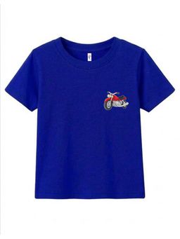 KAVEE - Royal Blue Pure Cotton Pocket Bike Printed T-Shirt