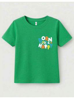 KAVEE - Green Pure Cotton Born To Be Happy Text Printed T-Shirt