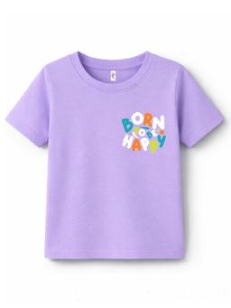 KAVEE - Lavender Pure Cotton Born To Be Happy Text Printed T-Shirt