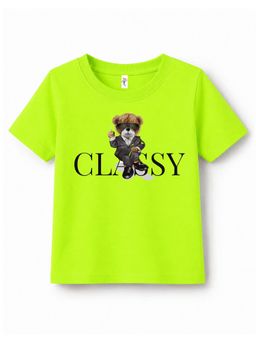 KAVEE - Neon Green Pure Cotton Classy Teddy Printed T-Shirt