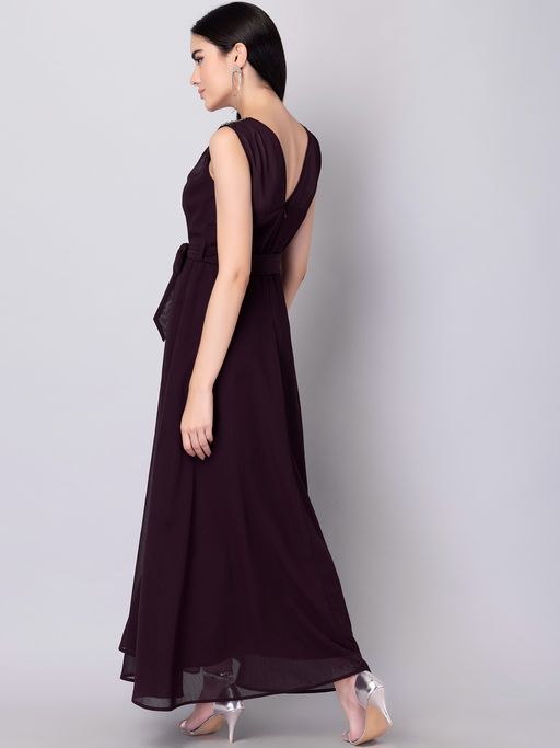 Buy FabAlley Maroon Embellished Maxi Dress Online