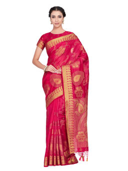 Mimosa - Silk Pink Saree With Blouse Piece