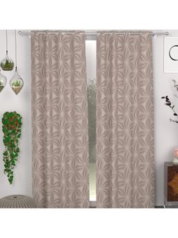 CHHAVI INDIA - Geometric Floral Beige Semi-Transparent Door Curtains - 7 Feet (Pack of 2)