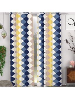 CHHAVI INDIA - Geometric Multi-Color Semi-Transparent Door Curtains - 7 Feet (Pack of 2)