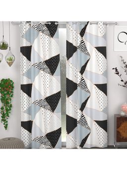 CHHAVI INDIA - Abstract Geometric Semi-Transparent Door Curtains - 7 Feet (Pack of 2)