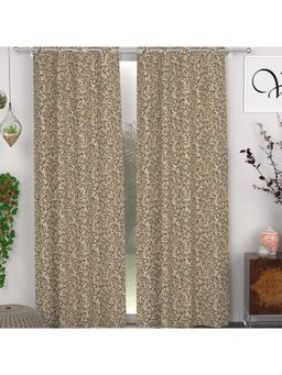 CHHAVI INDIA - Ditsy Floral Olive Green Semi-Transparent Door Curtains - 7 Feet (Pack of 2)