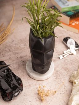 Homearte - Face Design Planter with Marble Base