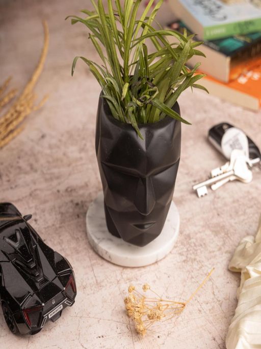 Homearte Face Design Planter with Marble Base