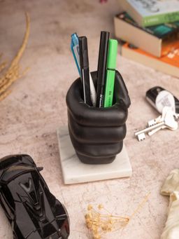 Homearte - Fist Design Pen Stand with Marble Base