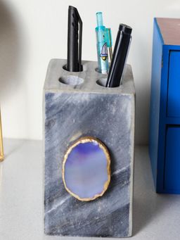 Homearte - Green Marble with Agate Pen Stand