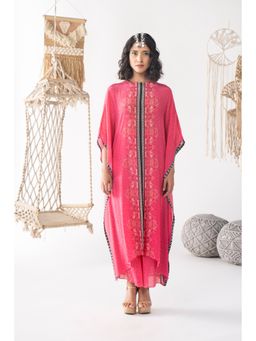 Chhavvi Aggarwal - Women Printed Pink Kaftan with Palazzo (Set of 2)