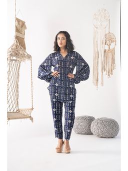 Chhavvi Aggarwal - Women Printed Navy Blue Kurta with Pant (Set of 2)