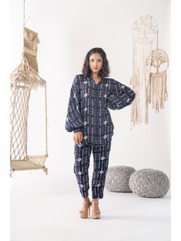 Chhavvi Aggarwal - Women Printed Navy Blue Shirt