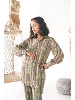 Chhavvi Aggarwal - Women Printed Grey Shirt