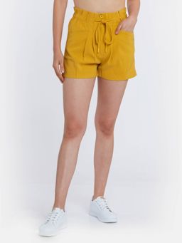 Zink London - Women Mustard Solid Shorts
