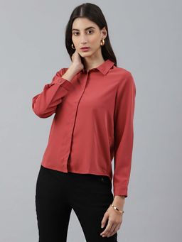 Xpose - Women Red Solid Regular Fit Casual Shirt