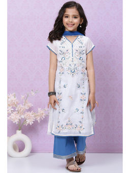 Biba - White And Blue Relaxed Suit (Set of 3)