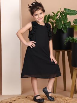 BaawRi - Girls Black Solid Midi Dress
