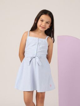 U.S. POLO ASSN. - Girls Blue Stripes Mini Dress, Belt