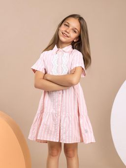 U.S. POLO ASSN. - Girls Pink Stripes Mini Dress