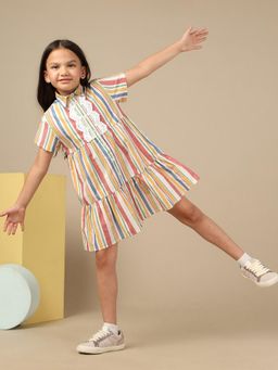 U.S. POLO ASSN. - Girls Multi-Color Stripes Mini Dress