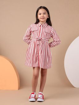 U.S. POLO ASSN. - Girls Red Stripes Mini Dress, Belt