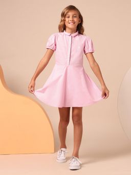 U.S. POLO ASSN. - Girls Pink Embroidered Mini Dress