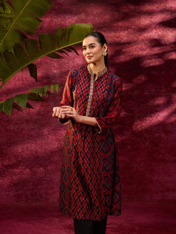 Lakshita - Taara Maroon Printed Viscose Silk Kurta for Women