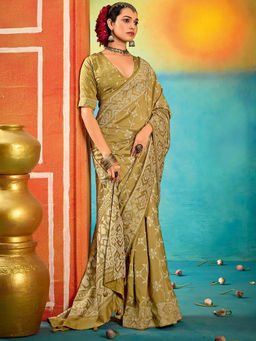 MEENA BAZAAR - Green Woven Saree with Unstitched Blouse