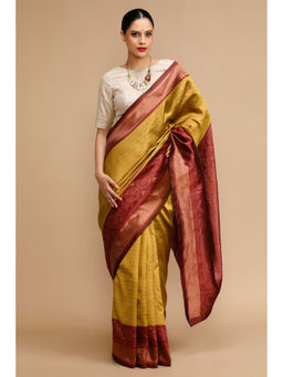 Mysilklove - Yellow Woven Saree with Unstitched Blouse