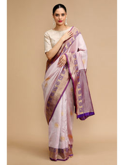 Mysilklove - Purple Woven Saree with Unstitched Blouse