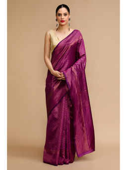 Mysilklove - Purple Woven Saree with Unstitched Blouse