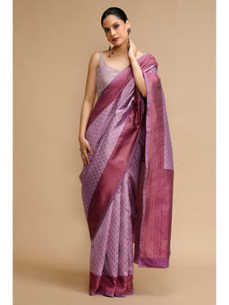 Mysilklove - Purple Woven Saree with Unstitched Blouse