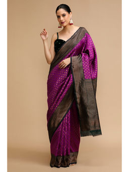 Mysilklove - Purple Woven Saree with Unstitched Blouse