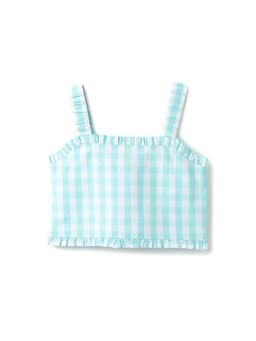 United Colors of Benetton - Girls Checked Shoulder Strap Top Blue