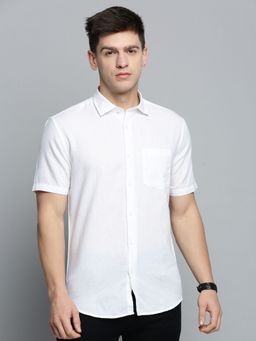 SHOWOFFFF - Mens Spread Collar White Solid Shirt