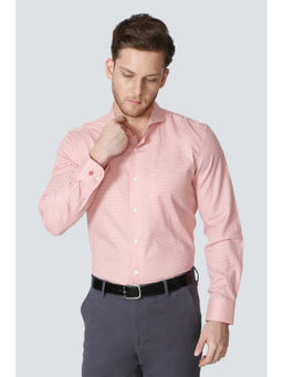 Louis Philippe - Men Red Check Full Sleeves Formal Shirt