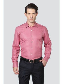 Louis Philippe - Men Red Solid Full Sleeves Formal Shirt