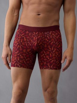 American Eagle - Maroon Printed Cotton Blend Boxer Brief