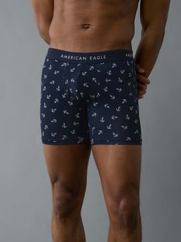 American Eagle - Navy Blue Printed Cotton Blend Boxer Brief